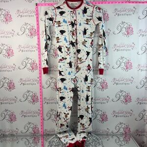 Little blue house Onsie Ski Bear Footed One-Piece Pajamas - White with Red Trim